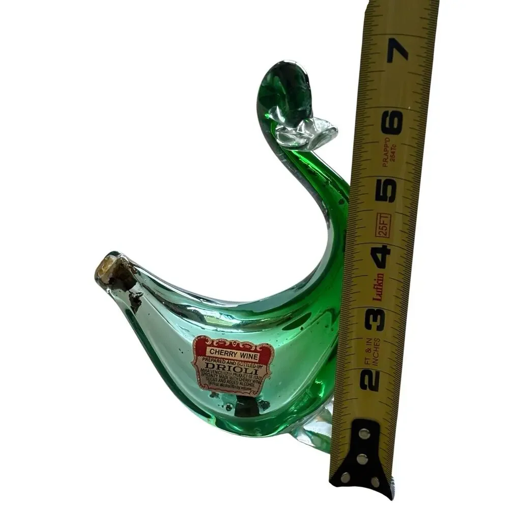 Murano Archimede Seguso Green Glass Drioli Duck Swan Decanter Bottle 1960s 6.75
